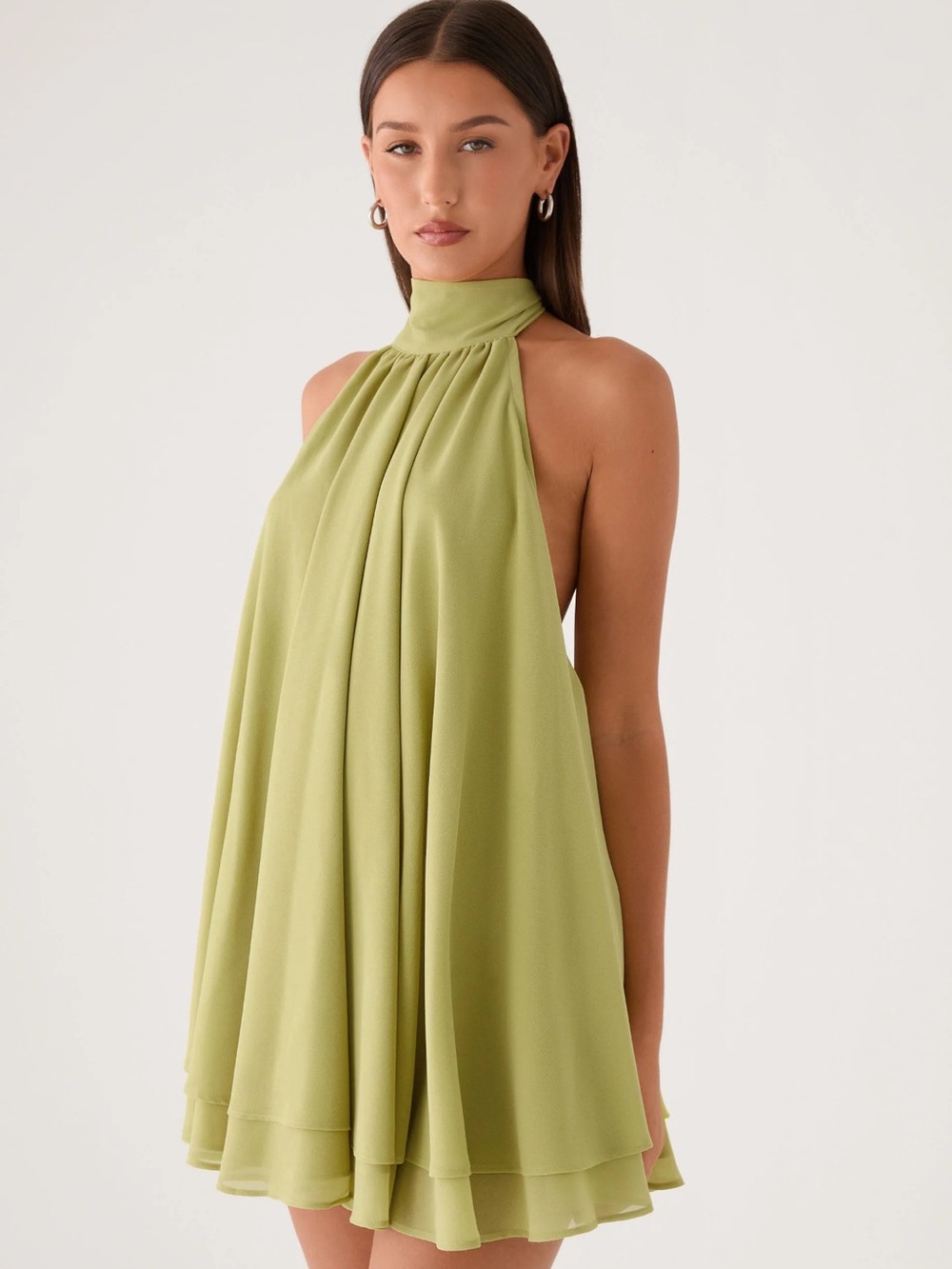 Peppermayo Lime Halter Mini Dress